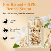 Sérum HKH Rétinol + HPR pour le visage - Soin anti-âge et anti-rides, capsules de rétinol de nuit - Sérum peptidique pour femmes - Soin des ridules et raffermissement de la peau - Sans parfum, sans alcool et non gras