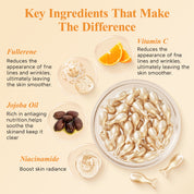 Sérum Super Vitamine C HKH pour le visage - Soin anti-âge - Capsules de sérum visage à la vitamine E et à la niacinamide - Huile de sérum à la vitamine C pour femmes - Hydrate et unifie le teint - Format voyage (38 capsules)