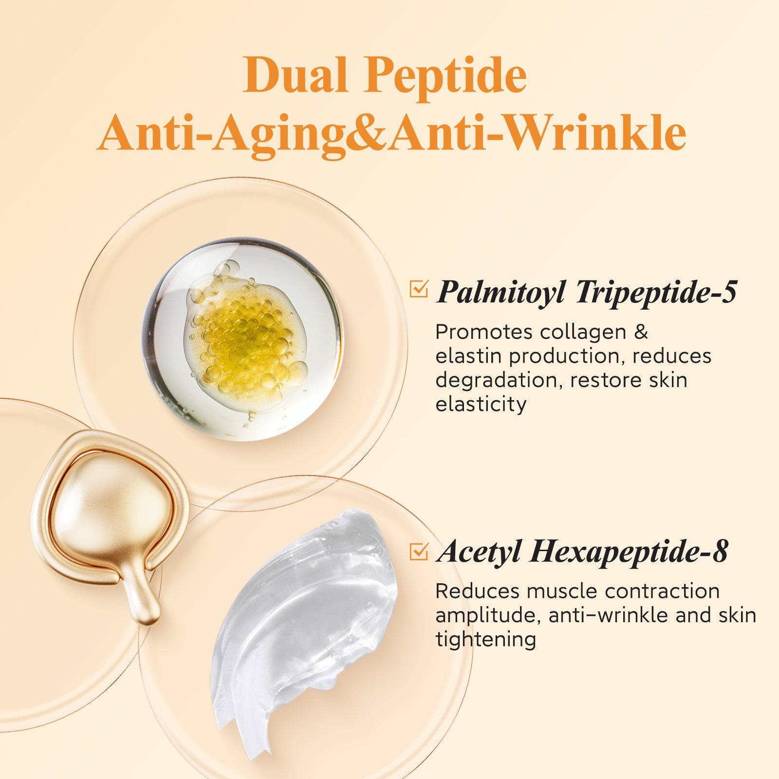 Sérum HKH Rétinol + HPR pour le visage - Soin anti-âge et anti-rides, capsules de rétinol de nuit - Sérum peptidique pour femmes - Soin des ridules et raffermissement de la peau - Sans parfum, sans alcool et non gras