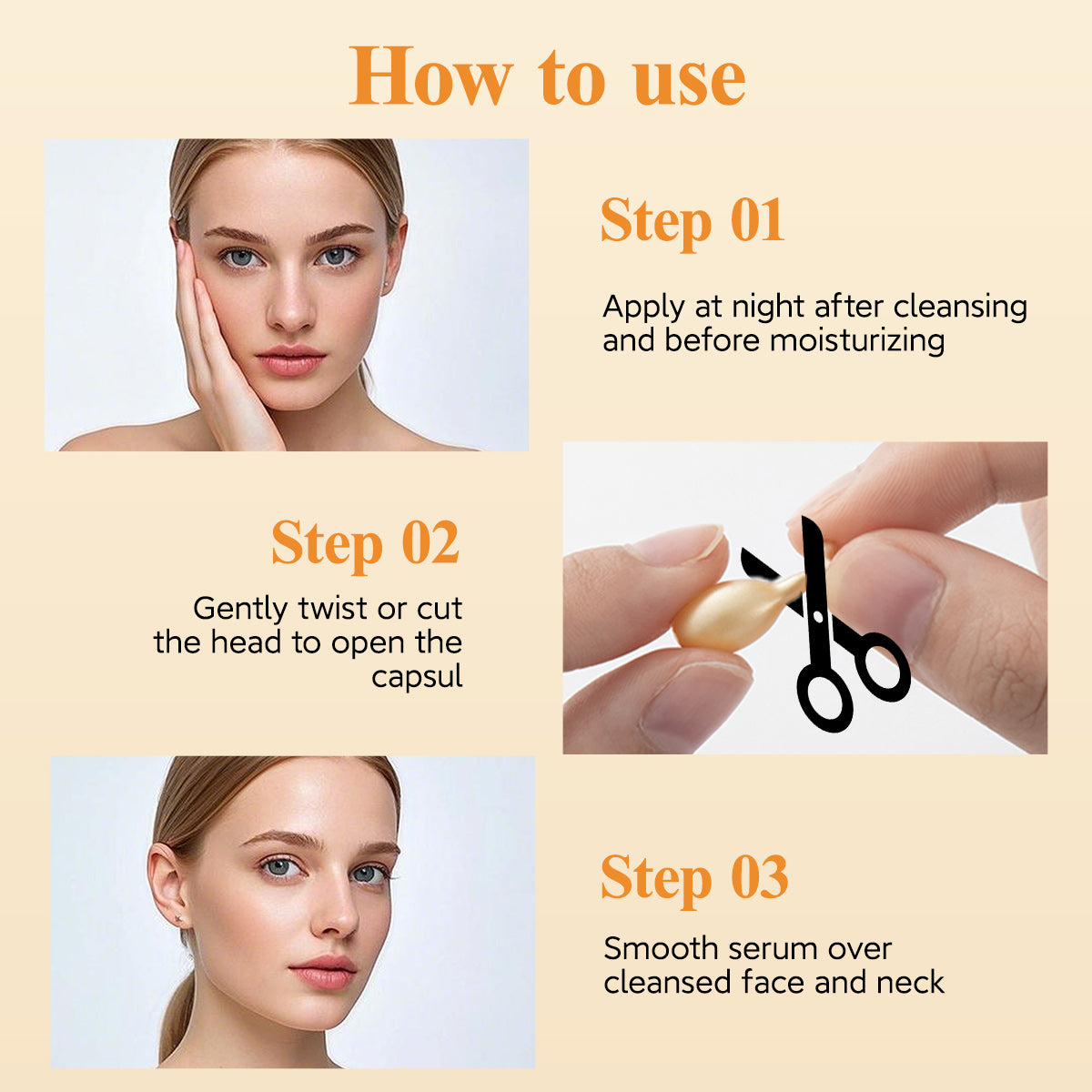 Capsules de sérum correcteur de taches brunes à la triple vitamine C pour femmes | Essence anti-âge Camellia VE et sérum à la niacinamide pour raffermir la peau relâchée et atténuer les ridules