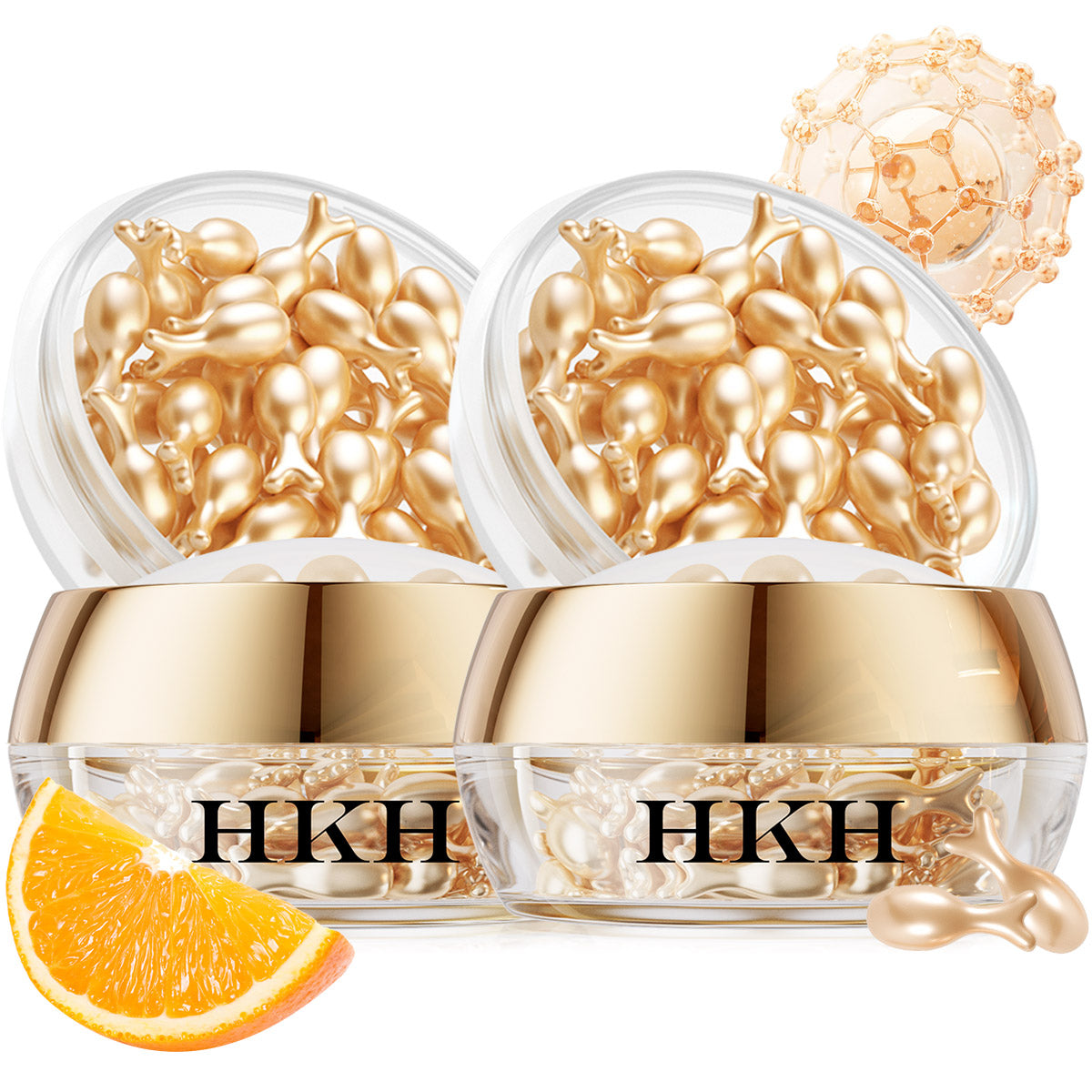 Sérum Super Vitamine C HKH pour le visage - Soin anti-âge - Capsules de sérum visage à la vitamine E et à la niacinamide - Huile de sérum à la vitamine C pour femmes - Hydrate et unifie le teint - Format voyage (38 capsules)